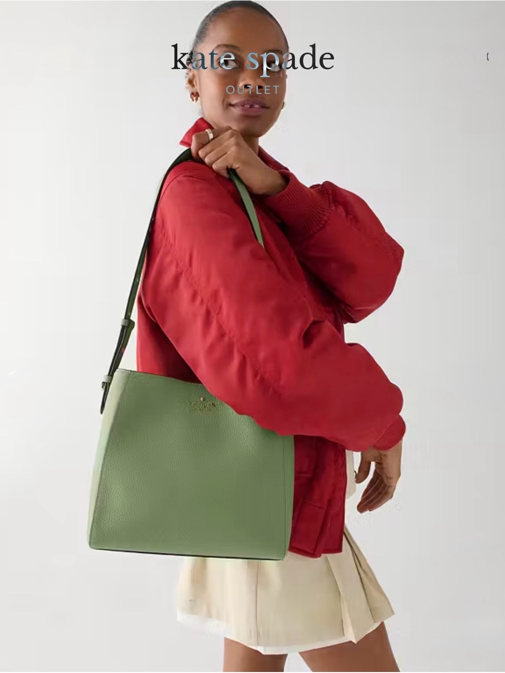 Kate Spade Juliette Medium Bucket Bag in Cedar Stand Green NWT